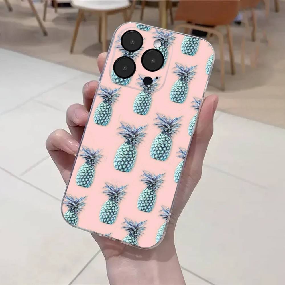 Fruit Pineapple Phone Case For iPhone 16,15,14,13,12,11 Plus,Pro,Max,XR,XS,X,7,8 Plus,SE,Mini Transparent Soft Cover