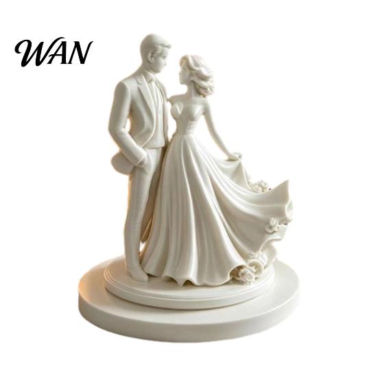 Decorative Sculpture Desktop Ornament 3D Printed Bride Groom Figure Romantic Home Style Figurine Wedding Table Decoration