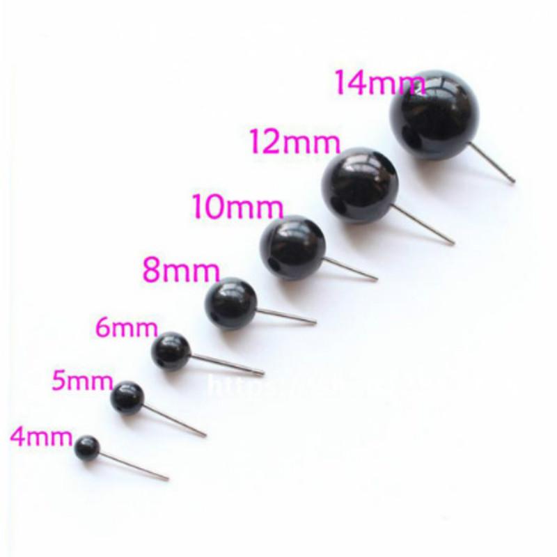 100pcs 4-14mm Black Beans Type Eyes Ball Button Diy Toys Eyes Accessories Black Needle Doll Toy Eyes with Pin for Diy Felting 100pcs