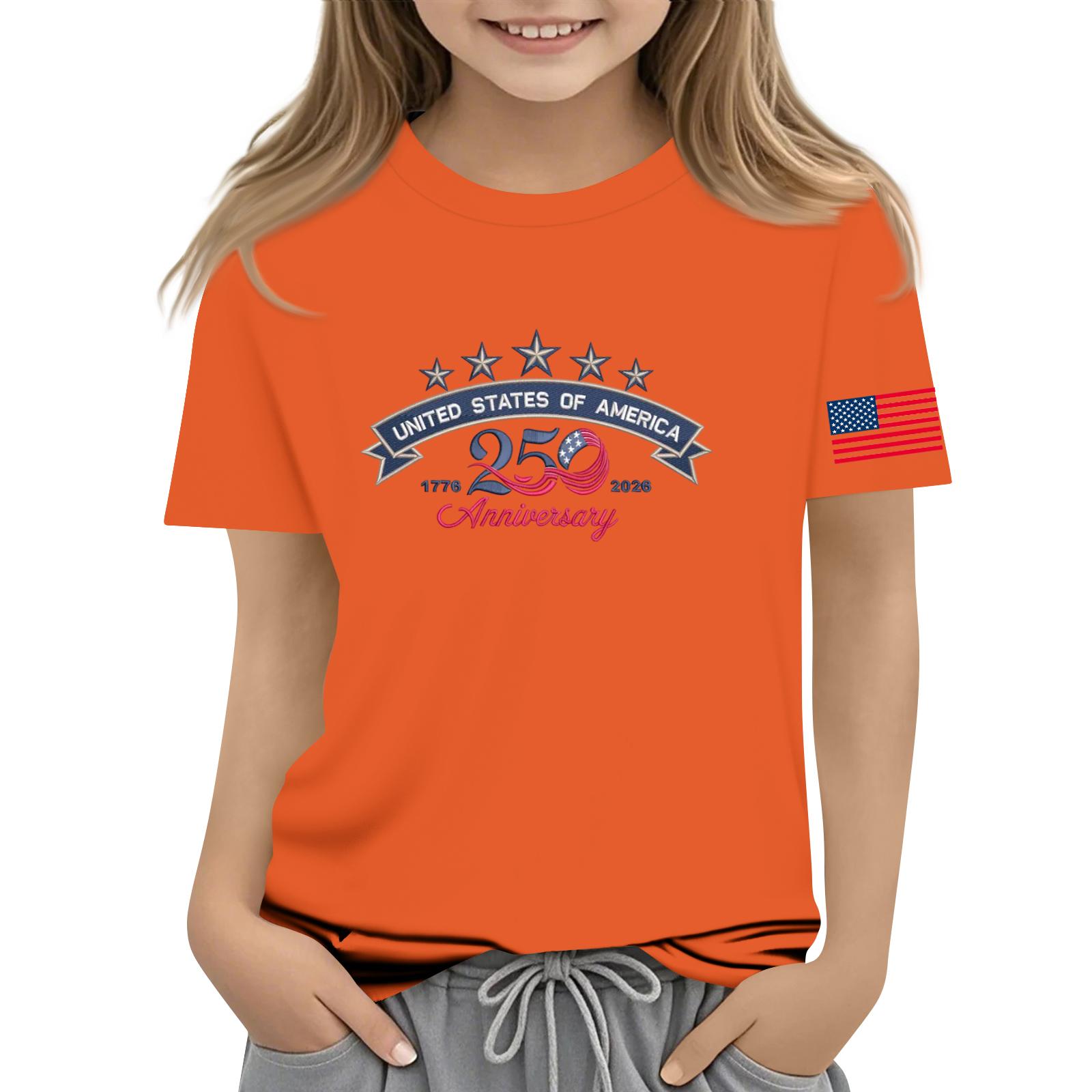 

Children s Casual Short-Round Neck Fashionable T-shirt Top 130 помаранчевий