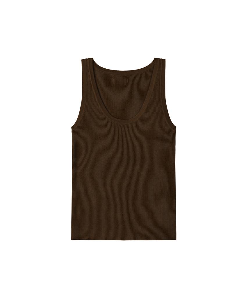 Mellotoli U-Neck Slim Sleeveless Knit Top (2 Colors)