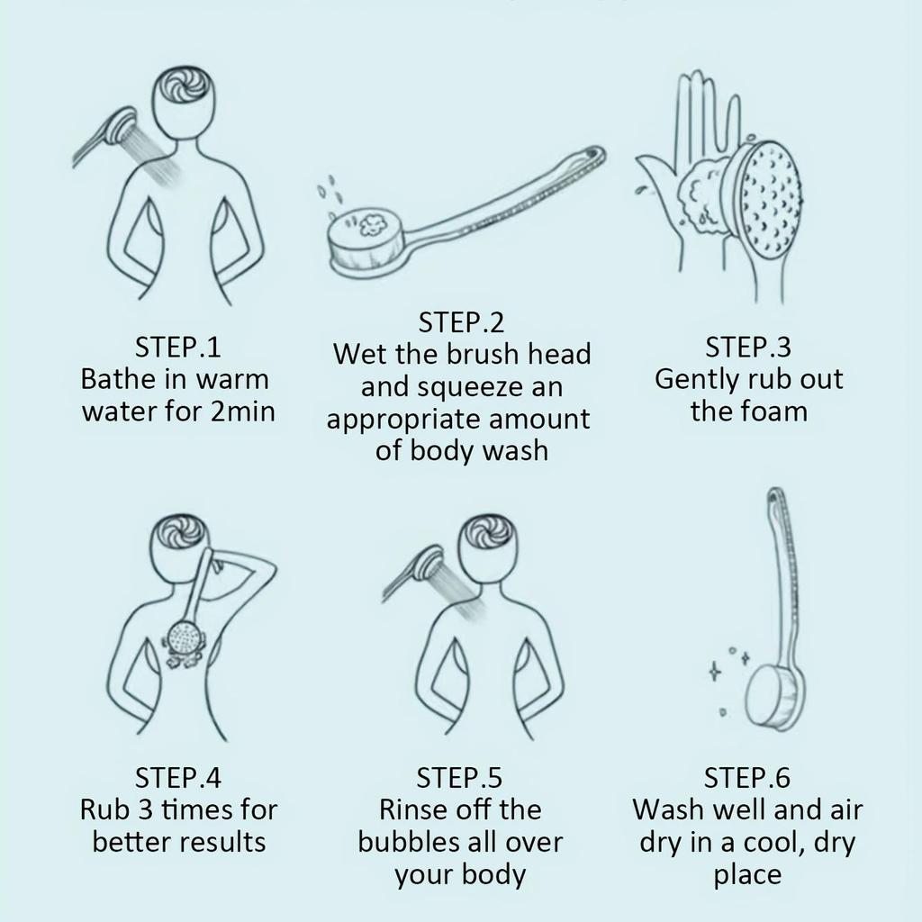 Bath Scrub Brush Sponge Long Soft Hair Bath Brush Doubleside Rub Shower Brush Back Scrubber Exfoliating Tool