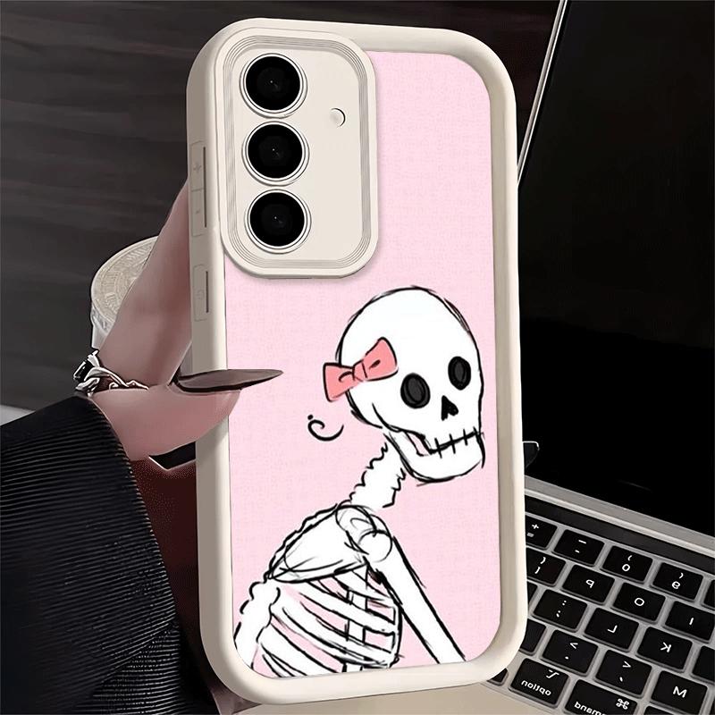 Handyhülle für Samsung Galaxy S26 S25 Ultra S24 FE Rosa Stil Totenkopf Hexe Schale S23 Plus S22 + S21 S20 5G Weiches Silikon Funda