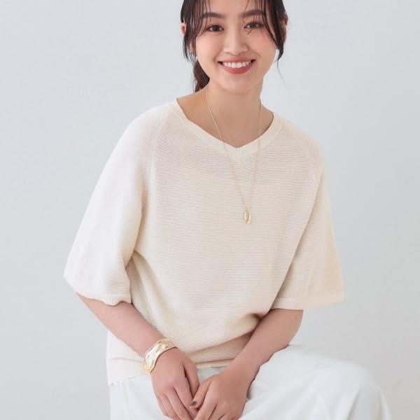 INDIVI New Colors Flare Sleeve Knit 12712452 Size 38 Knitwear/Sweater Available! [Elegant Lamé Material] Women's Off-White (003) (M)