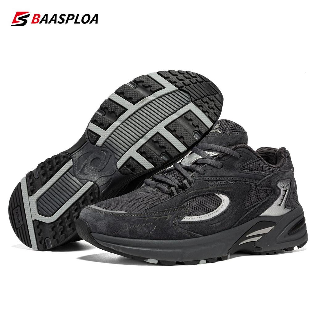Men's Running Shoes Leather + Mesh Breathable Non-Slip Men's Outdoor Wear Sports Lightweight Running Basketball Shoes