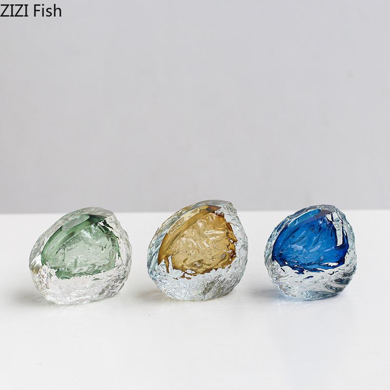 Unregelmäßige Knitterglasvase Schrägmündige Blumentöpfe Schreibtischdekoration Blumenarrangement Blumenvase Raumästhetik Dekor