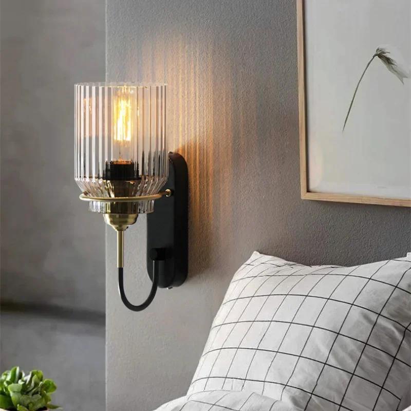American Style Vintage LED Bathroom Mirror Light Waterproof Glass Lampshade Bedroom Stair Bedside Retro Wall Lamp Sconce