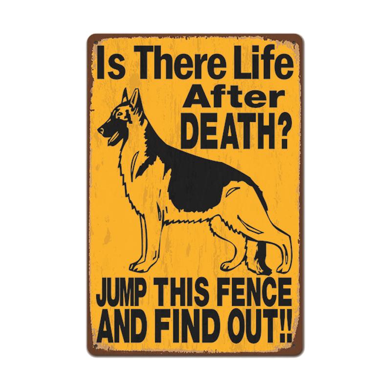 Dog Metal Tin Signs Vintage Poster Beware of Dog Retro Tin Plates Wall Stickers for Garden Family House Door Decoration