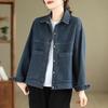 Giacca di Jeans da Donna Primavera e Autunno Stile Hong Kong Revers Corto Retro Ampia Personalità Selvaggia Casual Tasca Grande Top