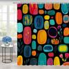 Moderner Mid Century Duschvorhang Retro Geometrisch Bunt Abstrakt Türkis Orange Schwarz Vintage 50er 60er 70er Formen Cartoon Muster