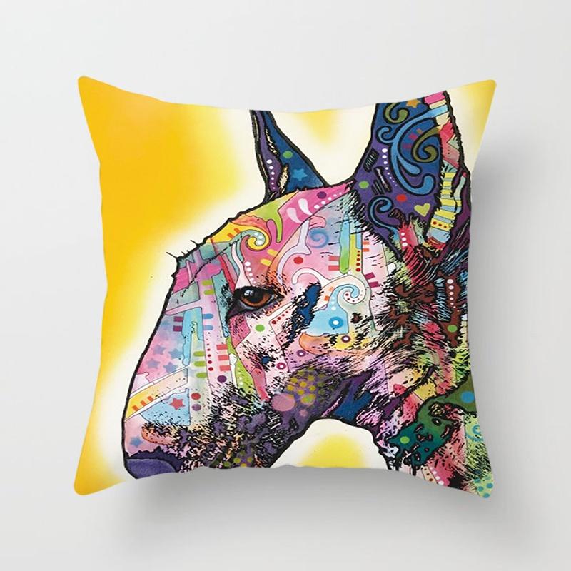 Cartoon Bull Terrier Series Pillow Gift Home Office Decoration Pillow Bedroom Sofa Car Cushion Cover
