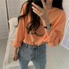 2023 Korean Style Women's Solid Color Long Sleeve T-shirt - Loose Fit, All-Match, for Spring & Autumn