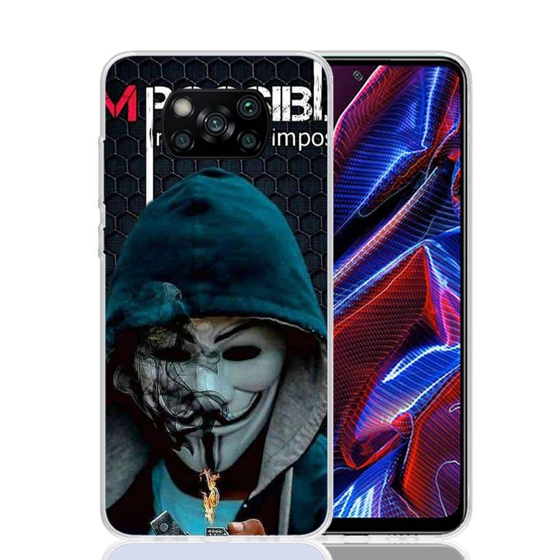 Anonymous V Mask Case Phone Cover for Xiaomi Redmi Note 10 9 9S 8 8T 7 5 Pro Mi 12T 11T 10T 9T 12 11 Lite A3 A2 Trend Fundas Mi