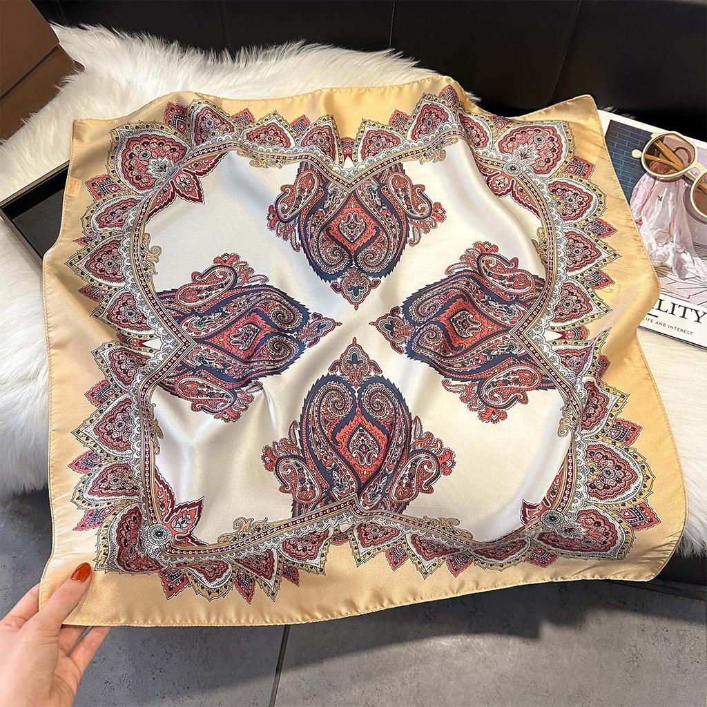Luxury 70Cm Square Paisley Printed Women Scarf Silk Satin Scarves Shawl Designer Headband Hijab Bandana Wrap Bufanda