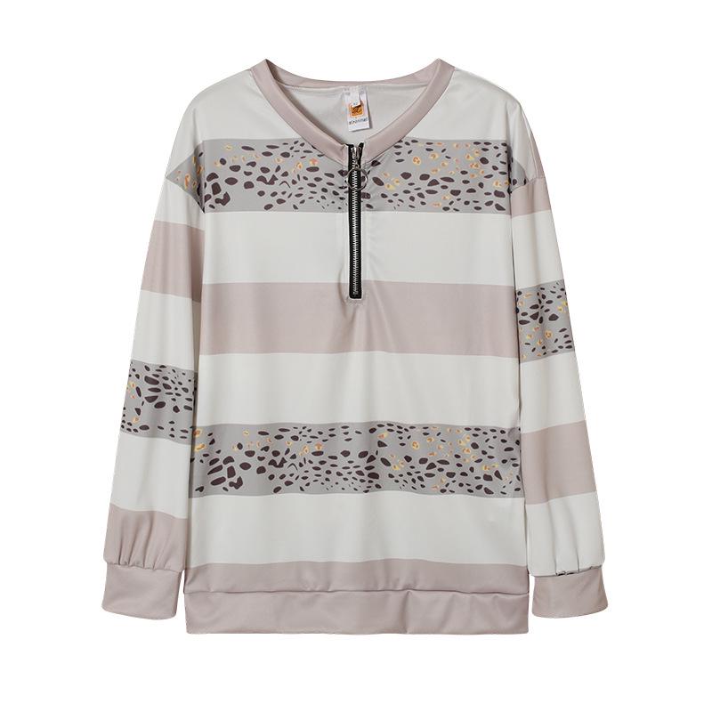V-neck College Style Striped Pullover Hoodie