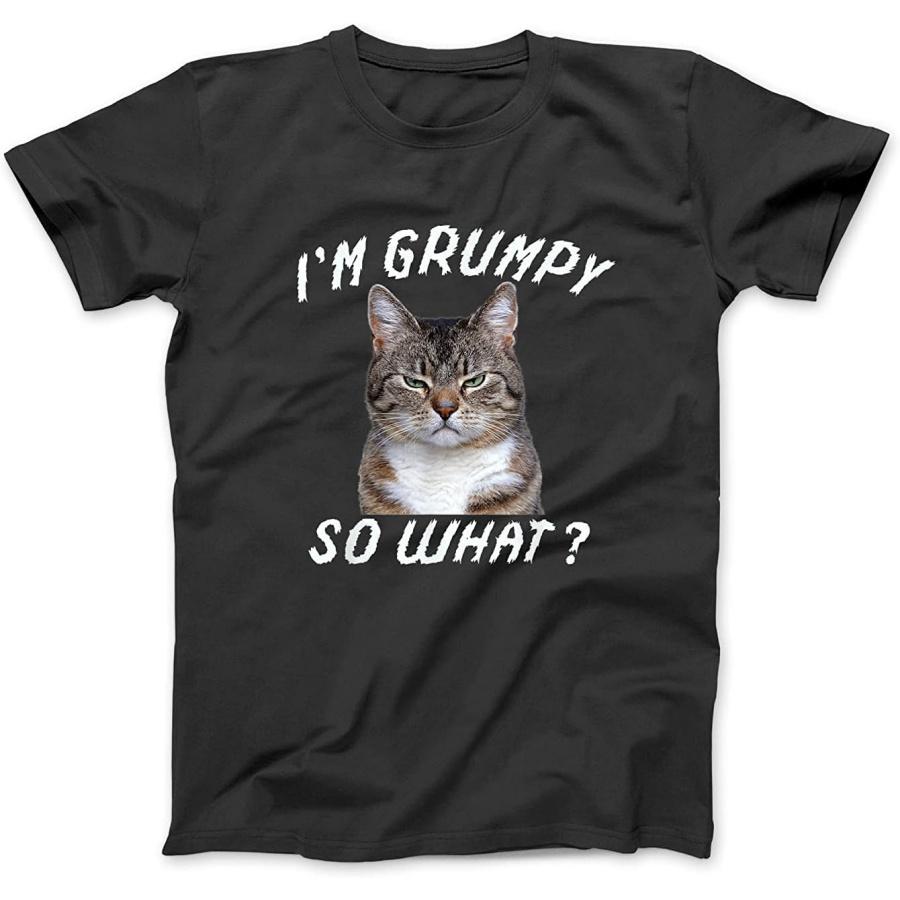 Angry cat Meme I m Grumpy so What T-Shirt Sweatshirt Hoodie Tanktop for Men Women Kids Black S