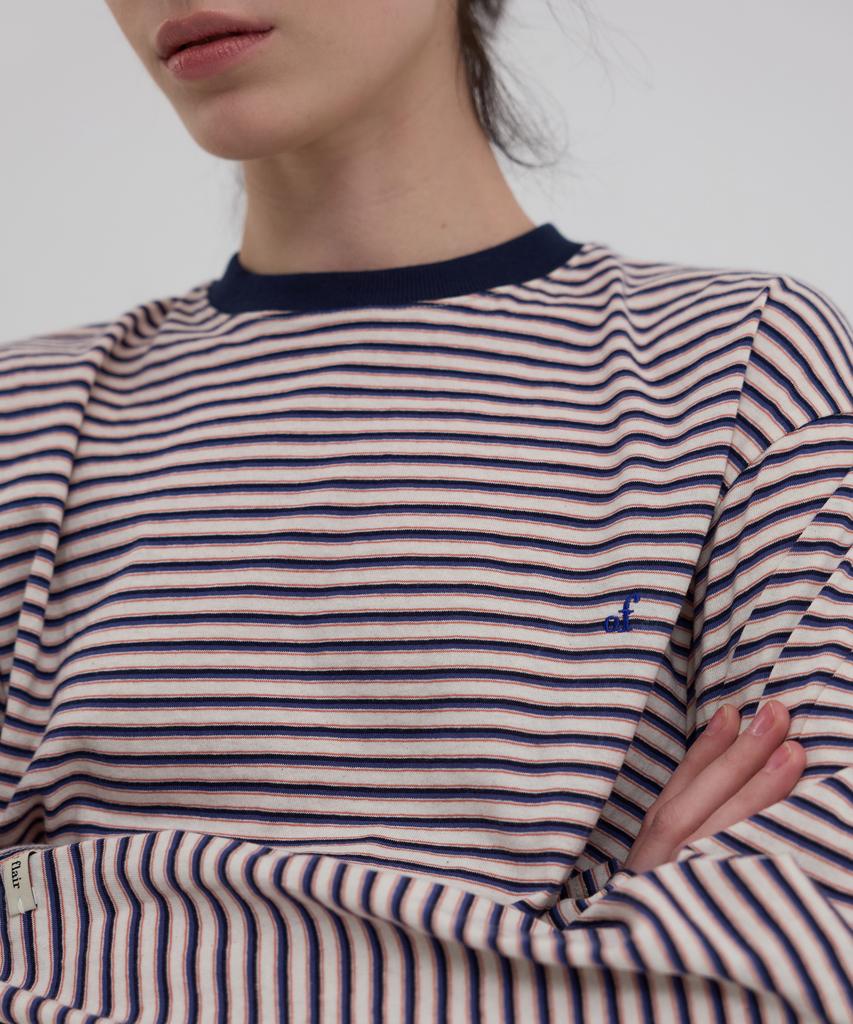 Obeodyupeulleeo Stripe Long Sleeve T-Shirt_Navy