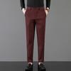 Light luxury spring men's casual pants elastic business straight men's nine-point pants