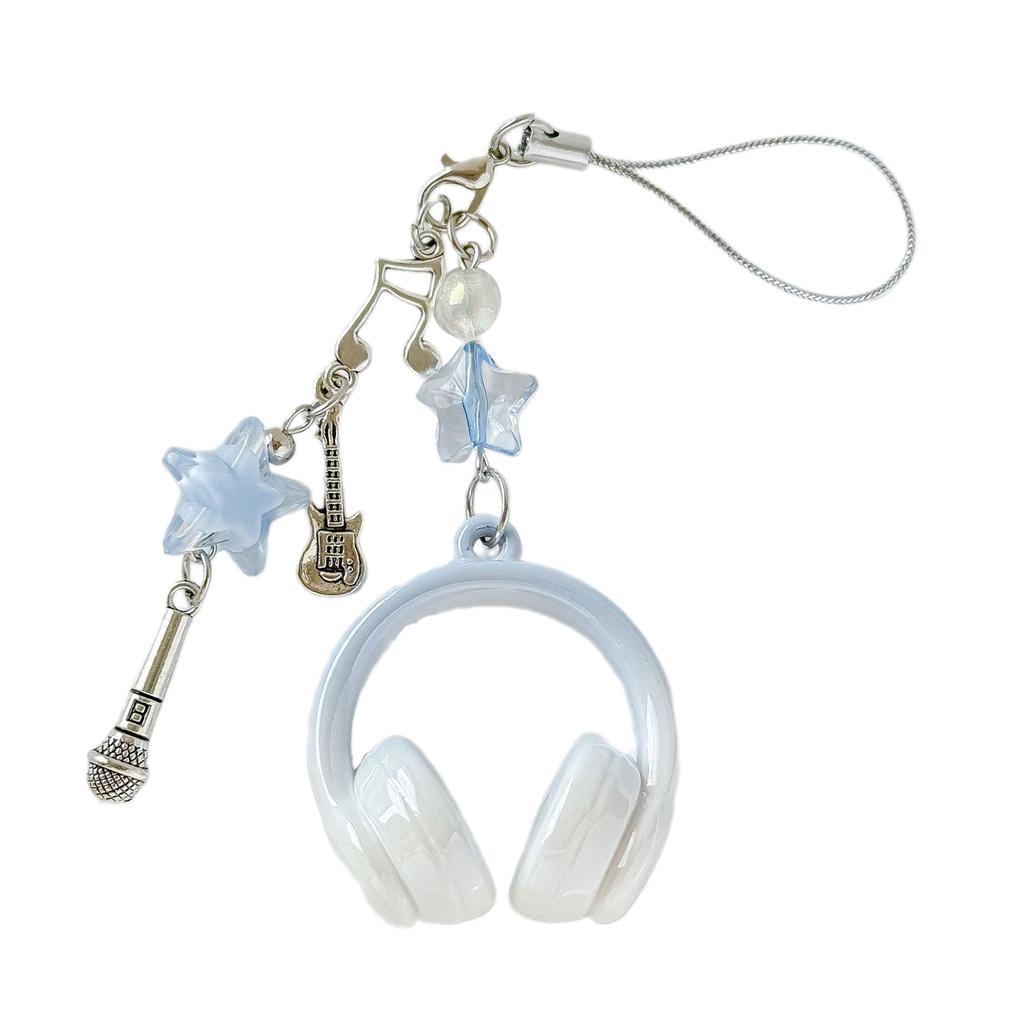 Stylish Music Note Keychain Phone Chain with Headphone Pendant Design for Backpack Phone Accessories and Gift Ideas