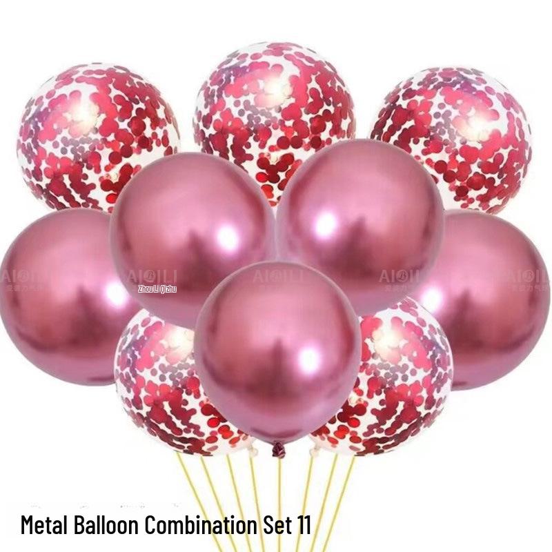 Metallic Sequin Balloon Set for Birthdays, Valentine's Day, and Weddings
