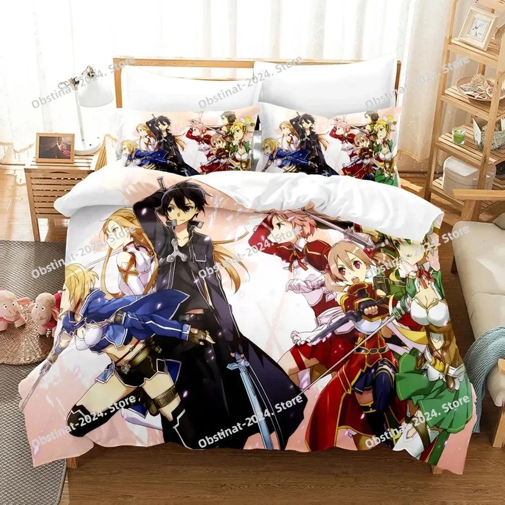 Japan Cartoon Bed Linen Anime Sword Art Online Bedding Sets Polyester 3D Gift for Kids Twin Single Queen King Size Duvet Covers