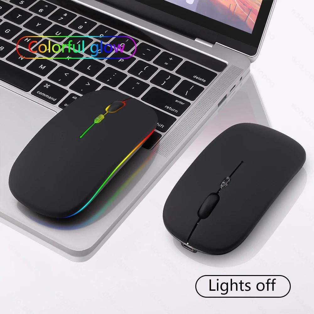 Dual-Mode Ultra-Thin Rechargeable Bluetooth Silent Mouse with Luminous Feature for Office and Tablet Use