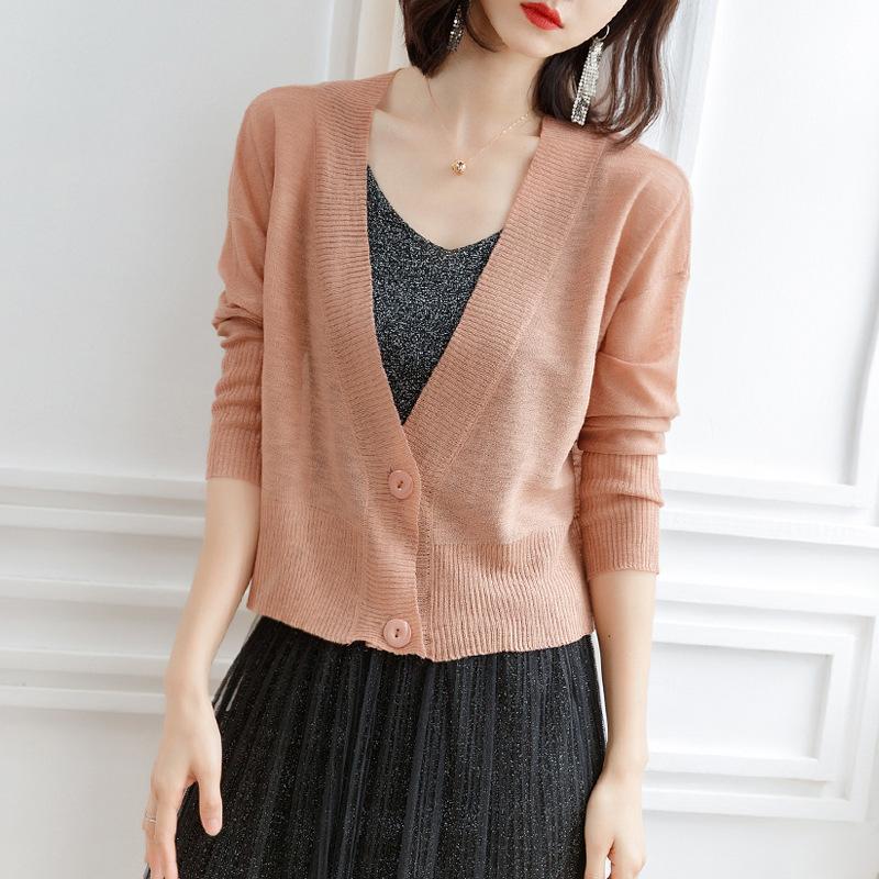 

Весенне-летняя новинка тонкий кардиган из ледяного шелка вязаный топ женский свободный простой солнцезащитная шаль рубашка с кондиционером куртка One Size верблюд