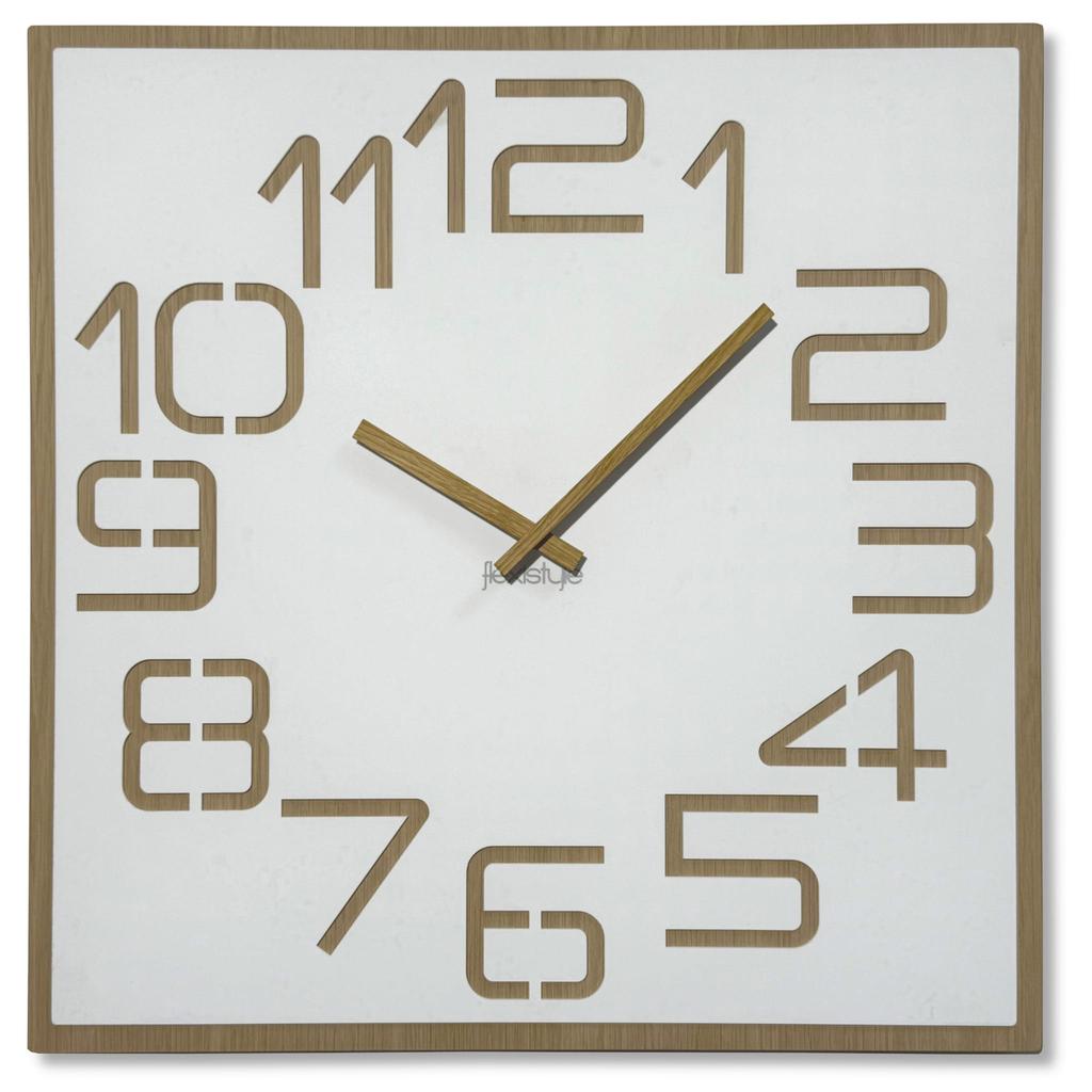Digits oak wall clock 60cm white