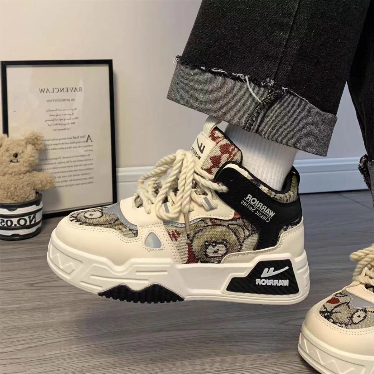 Warrior Удобная женская обувь с рисунком медведя из мультфильма. Высокие туфли — фото 11