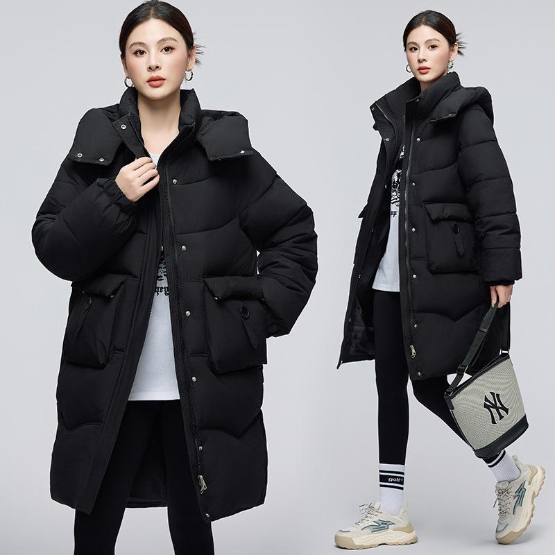 Winter New Fashion Loose Fashion Removable Hat Cotton Clothes Women's Medium and Long Thickened Waist Jacket