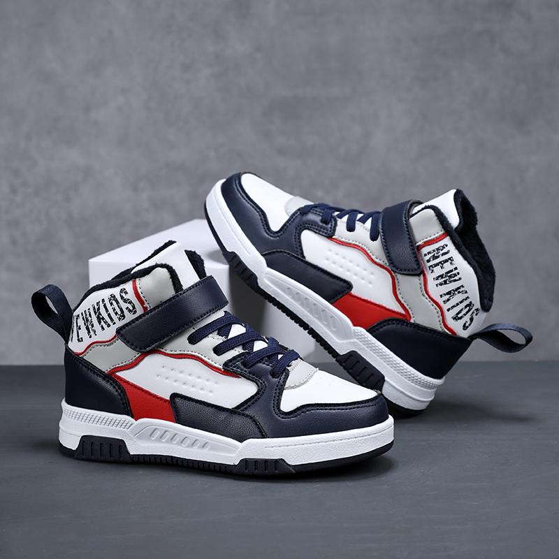 

Детская мода, осенне-зимняя дышащая обувь для скейтбординга с высоким верхом, детские студенческие трендовые спортивные кроссовки для бега для мальчиков и девочек, удобные спортивные кроссовки 28 темно-синий/красный