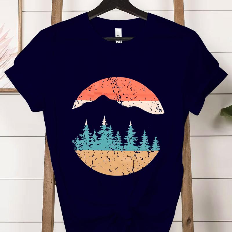 Vintage Adventure Mountain Graphic T Shirts Women Funny Nature Lover Gift Classic Tops Woman Adventure Outdoors Mountain Tshirt