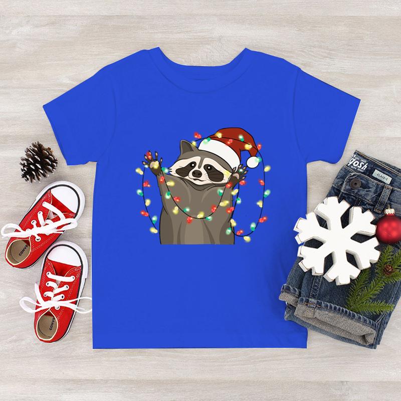 3D Print Cute Raccoon T Shirt for Kids Christmas Animal Pattern T-Shirts Fashion Raccoon Lover Short Sleeve Boy Girl Tops Tees
