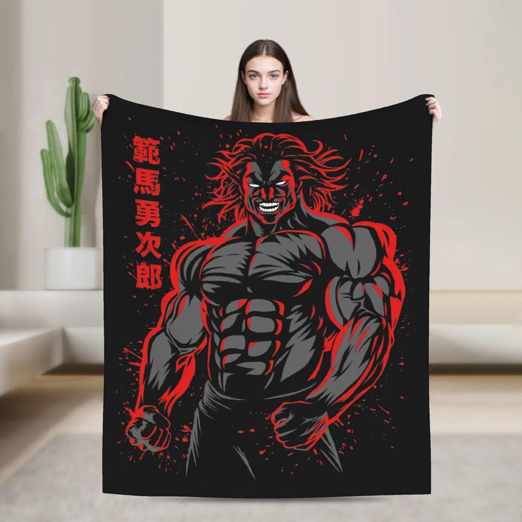 Yujiro Hanma The Strongest Creature Baki Blankets Flannel Winter Breathable Warm Throw Blanket for Home Travel Bedspread