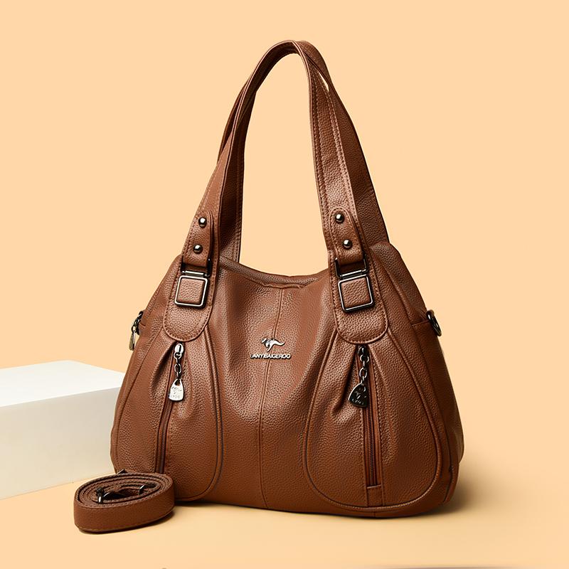 Soft leather pleated shoulder bag Crossbody tote women's bag