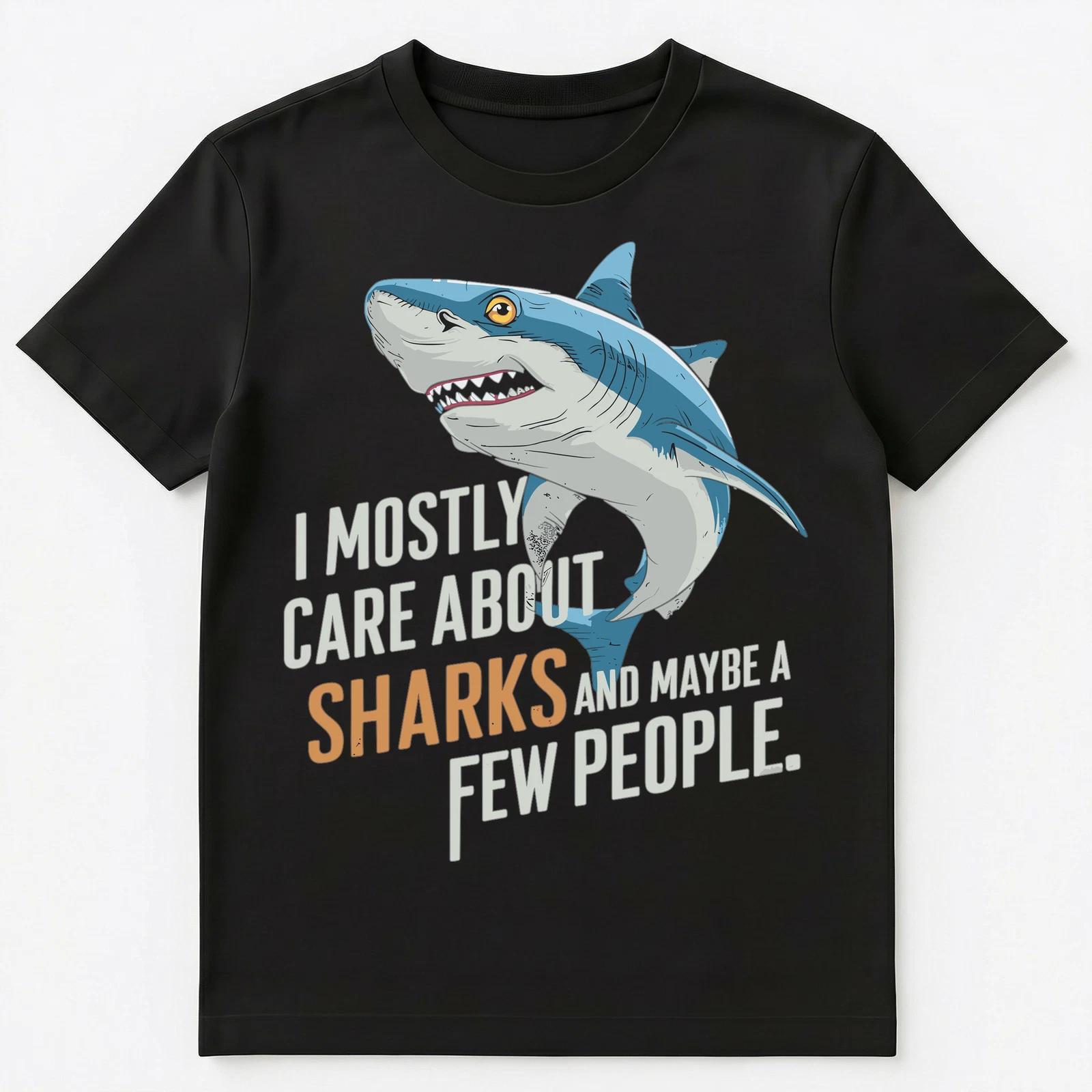 Funny I Mostly Care About Sharks Unisex T-Shirt 4XL