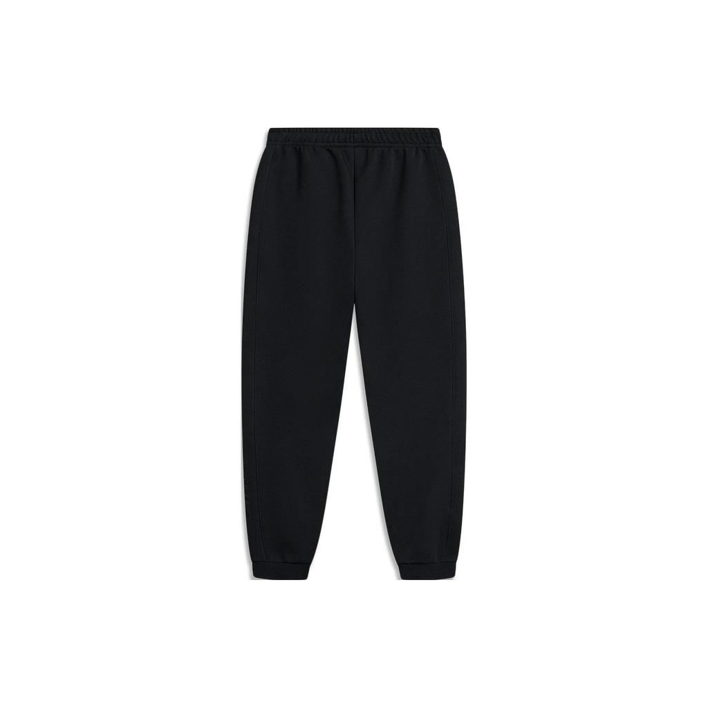 Li Ning Sports Lifestyle Series Solid Color Mid Waist Tapered Knit Joggers Men Joggers Black AKLT751-1