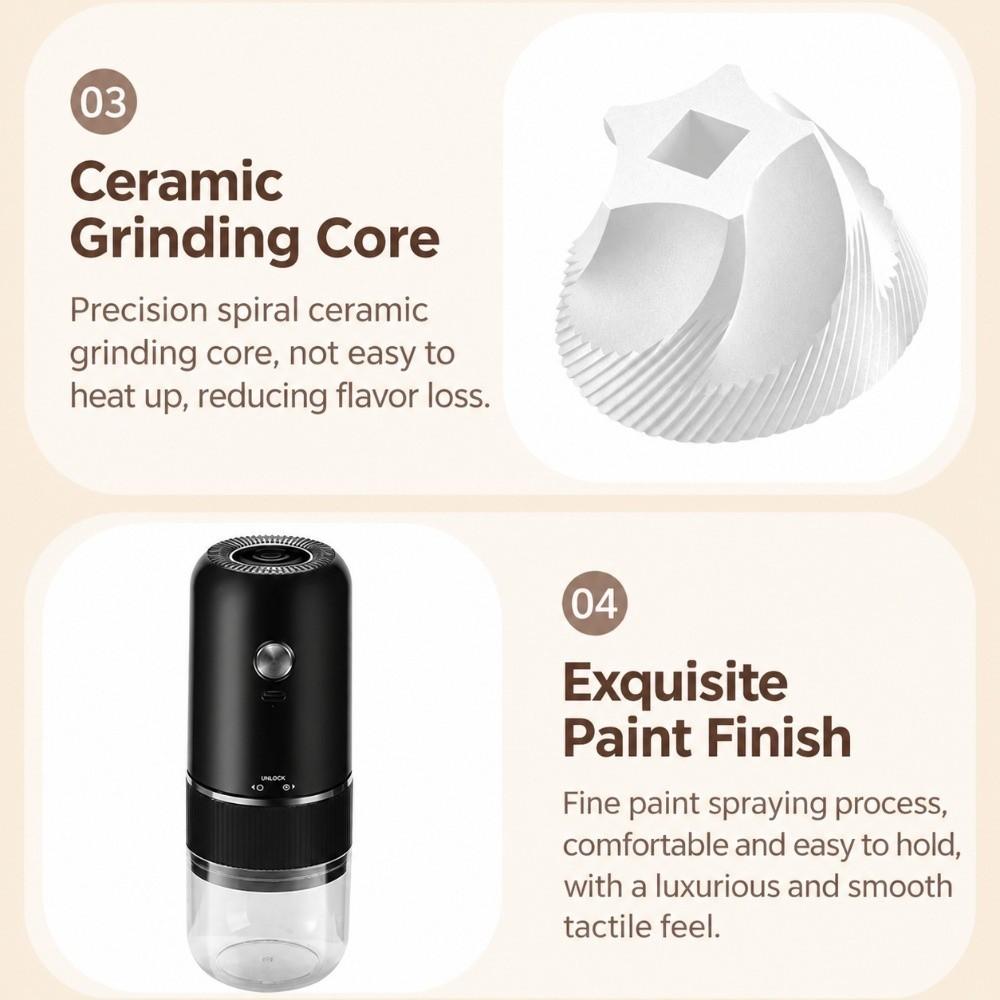 USB Rechargeable Mini Coffee Grinder Cordless Coffee Bean Grinder Household