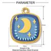 1 Stück 304 Edelstahl Charms 18K Vergoldet Mehrfarbig Bedruckt Quadratisch Vogel Mond Schmetterling Anhänger Für DIY Halskettenherstellung