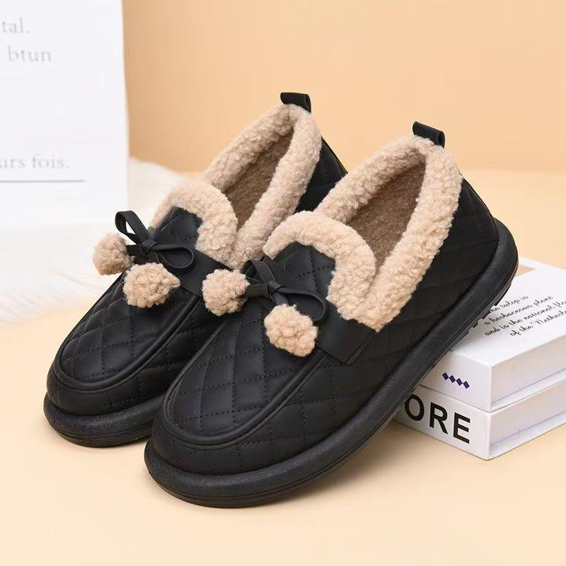 Women s Winter New Flat Sole Low Top Snow Boots Round Toe Waterproof Slip On Plush Warm Lightweight Elderly Shoes Cotton Shoes 36 чёрный 3090₽