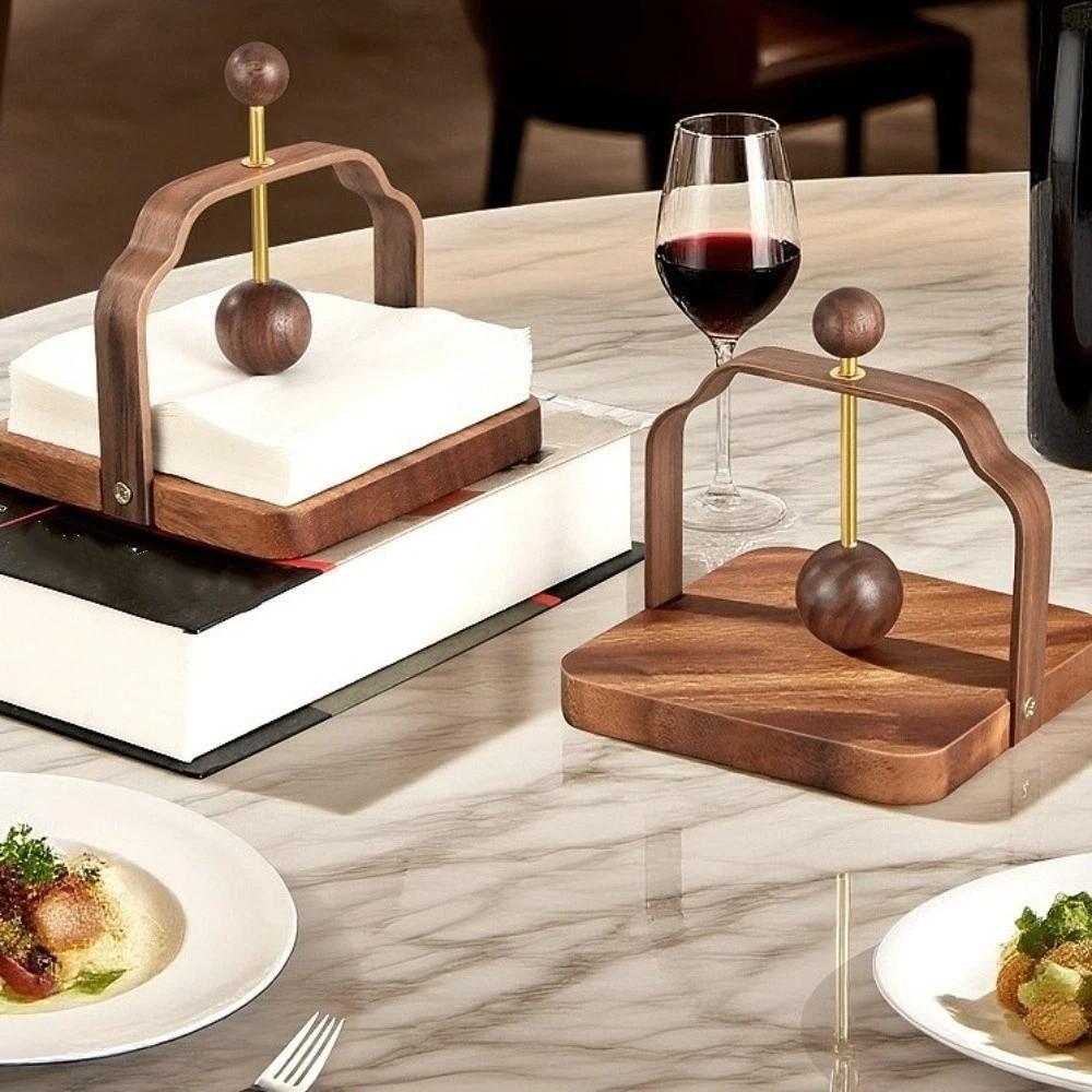Retro Walnut Wood Napkin Holder Chinese Style Tissue Storage Box Tabletop Tissue Holder  Hotel