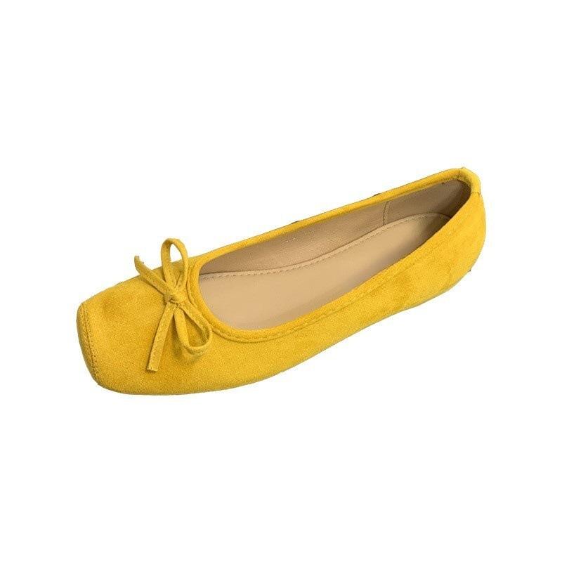 Innere Höhenzunahme quadratischer Kopf Pendeln einzelne Schuhe Damen flacher Mund Schleife Retro Damenschuhe