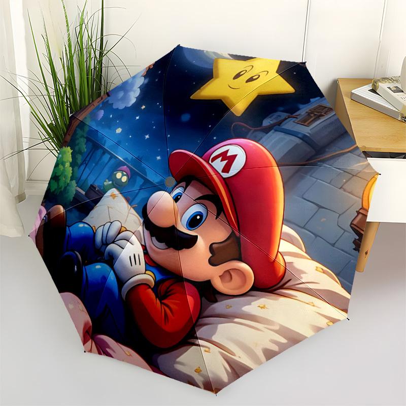 1PC Super Mario Print Umbrella, Featuring Automatic Folding, And Shielding. This Sturdy And Durable Umbrella with Eight Ribs Is Convenient for Outdoor