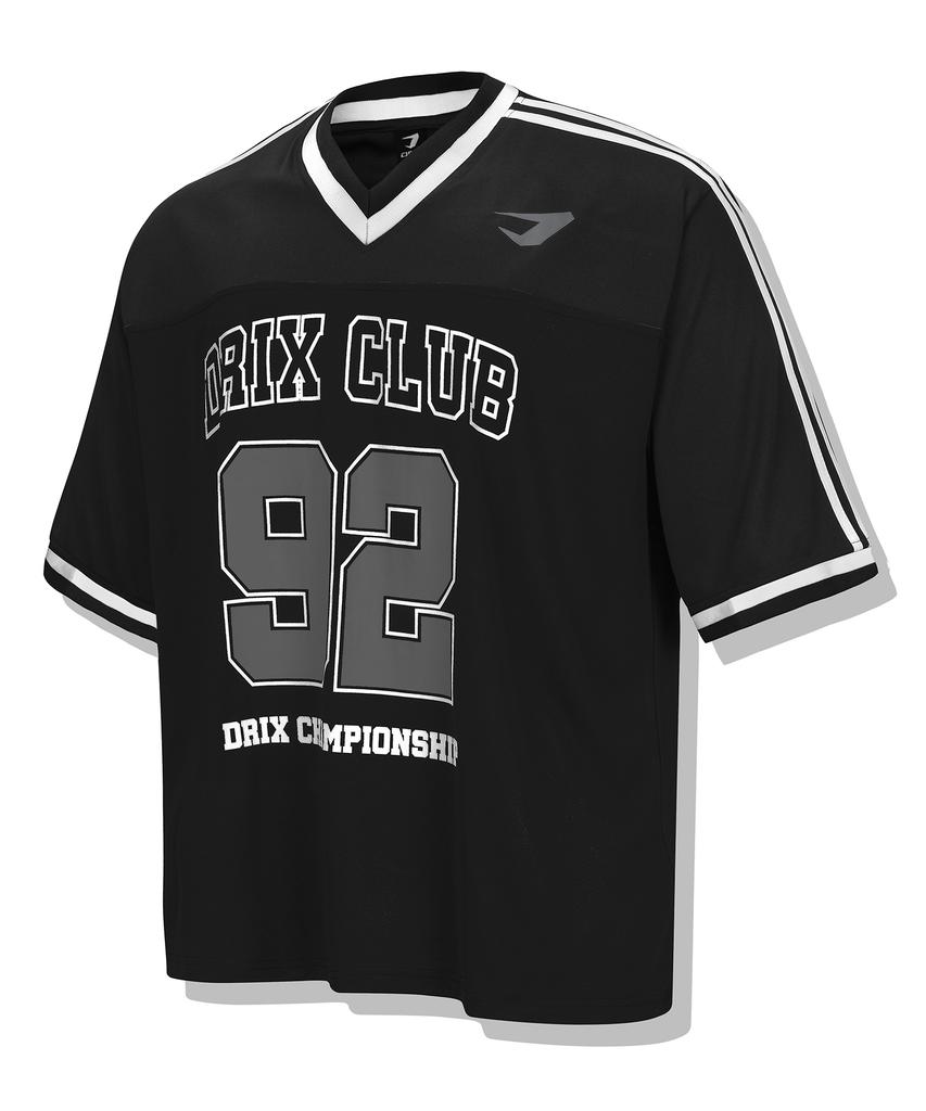 DRIX Rugby Track Oversized Mesh Jersey Half Sleeve_Black