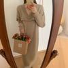 Retro long fake two-piece sweater long-sleeved dress loose and lazy style thin versatile pullover sweater women