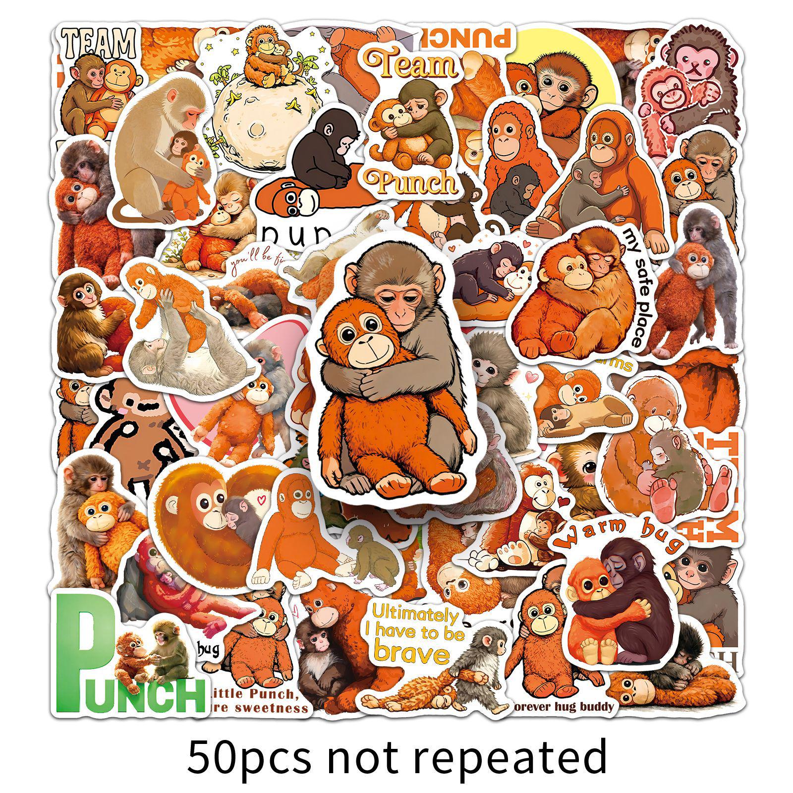 50 Sheets Cartoon Animal Monkey Stickers - Waterproof & DIY Decorative Phone Stickers