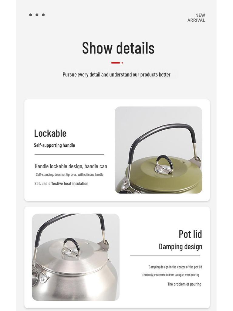 Portable Outdoor 304 Stainless Steel Camping Kettle and Coffee Pot