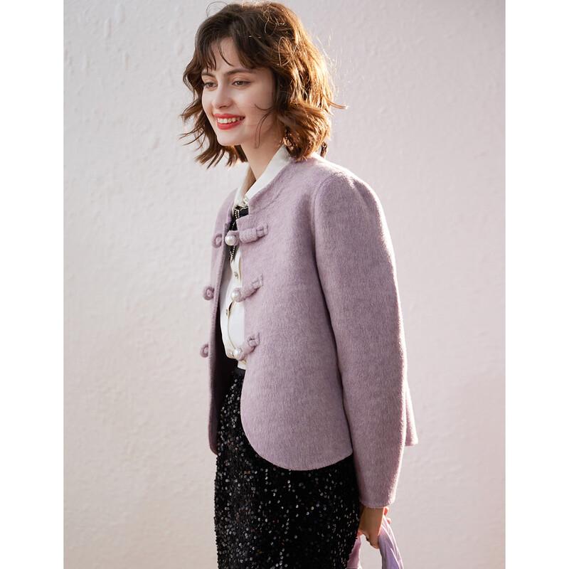 Women's Retro Chinese Style Frog Button Double-faced Wool Coat