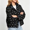 Giacca Casual da Donna a Pois con Collo Alto e, Capo Esterno Versatile dalla Vestibilità Larga