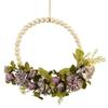 Artificial Flower Wood Beads Wreath Spring Wreath Decoration for Front Door Farmhouses Wedding Thanksgiving Decoration
